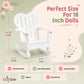Emily Rose 18" Doll Adirondack Rocking Chair - Pink Wooden Heart-Back Design Furniture with Smooth Rocking Motion - USA Brand - Compatible