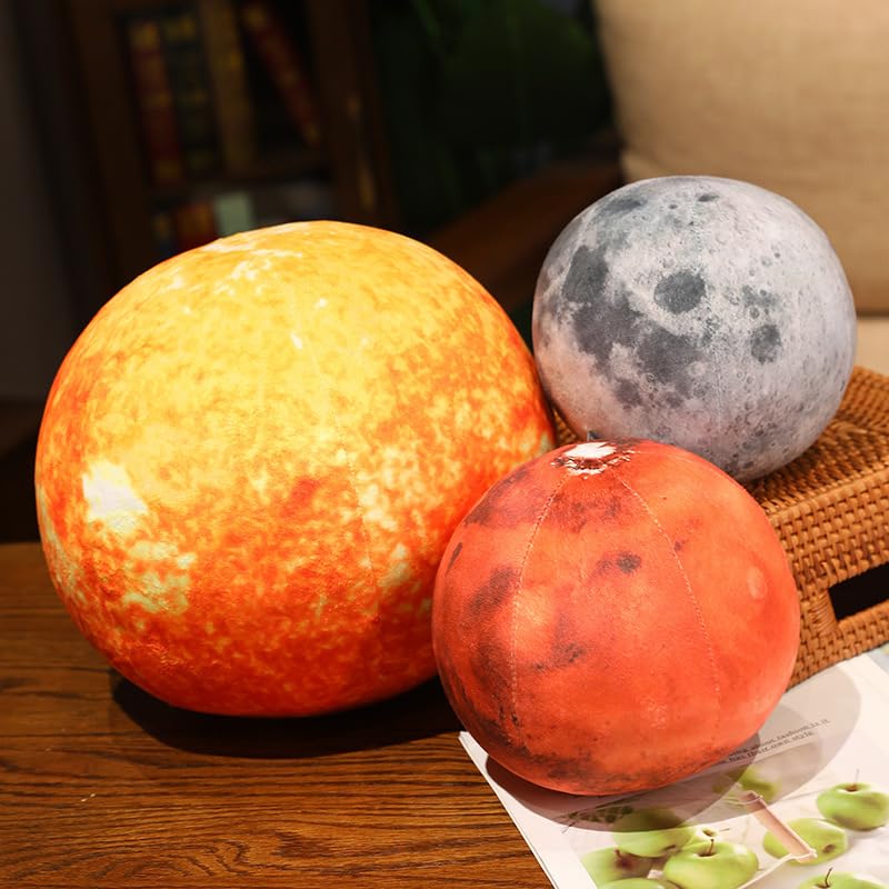 XIGUI Ultra-ealistic 3D Planet,Moon,Earth,the Sun,Pillow Plush Toys,for Kids Teens Adults, for Teachers and Parents, Educational Toy Learning, 10.6 in