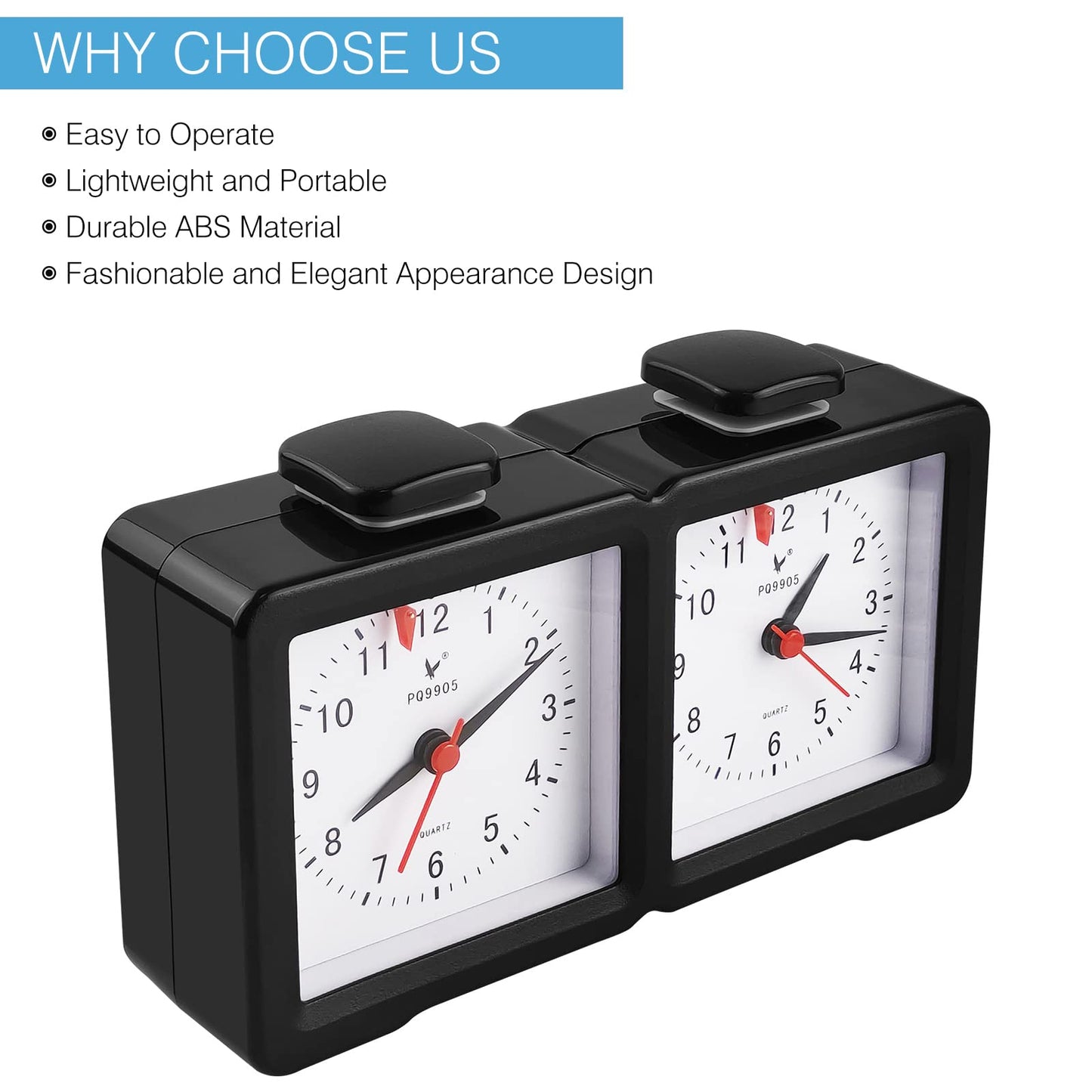 LEAP Analog Chess Clock Traditional Chess Timer with Two Large Dials Chess Set Timer for Chess, Chinese Chess and I-GO (PQ9905)