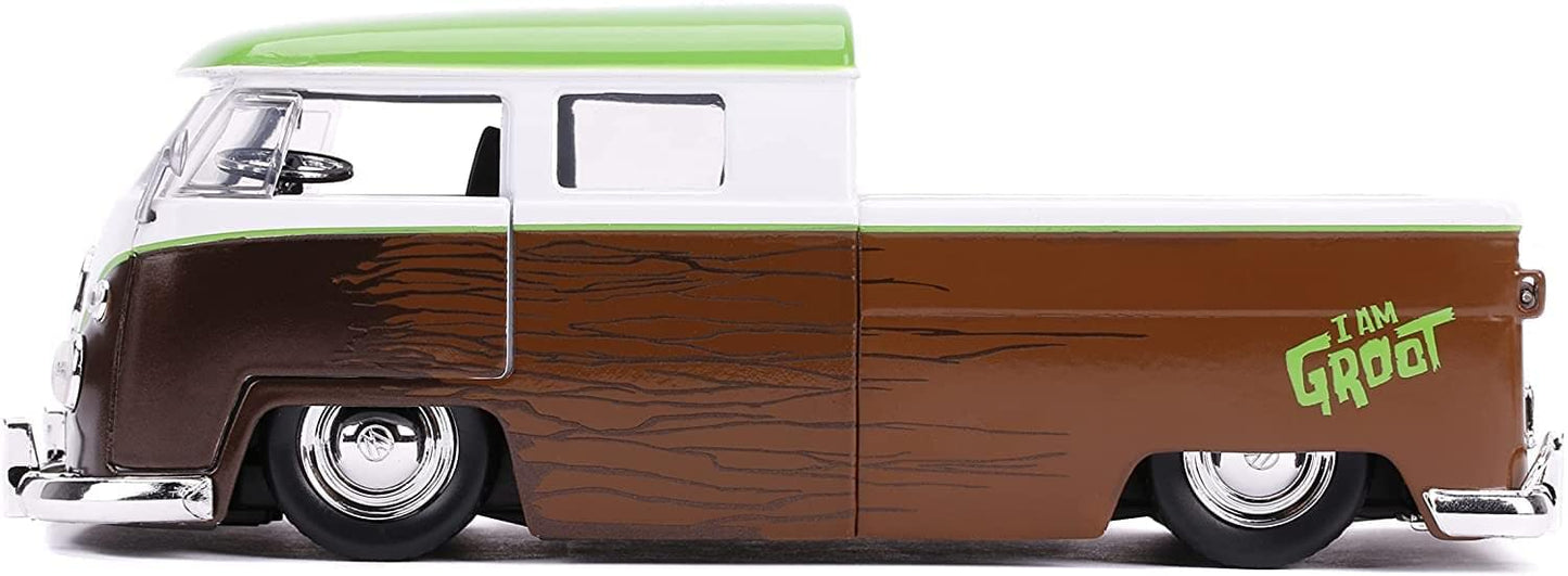 Jada Toys Marvel Guardians of The Galaxy Groot & 1963 Volkswagen Bus Pickup 1:24 die-cast Vehicle with Figure (31202)