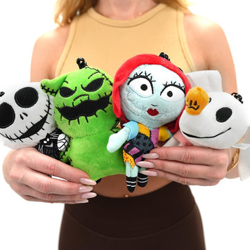 Wondapop Disney The Nighmare Before Christmas 6" Plush Clip Figures, Halloween Decoration Featuring Jack Skellington, Sally, Oogie and Zero, Pack of 4