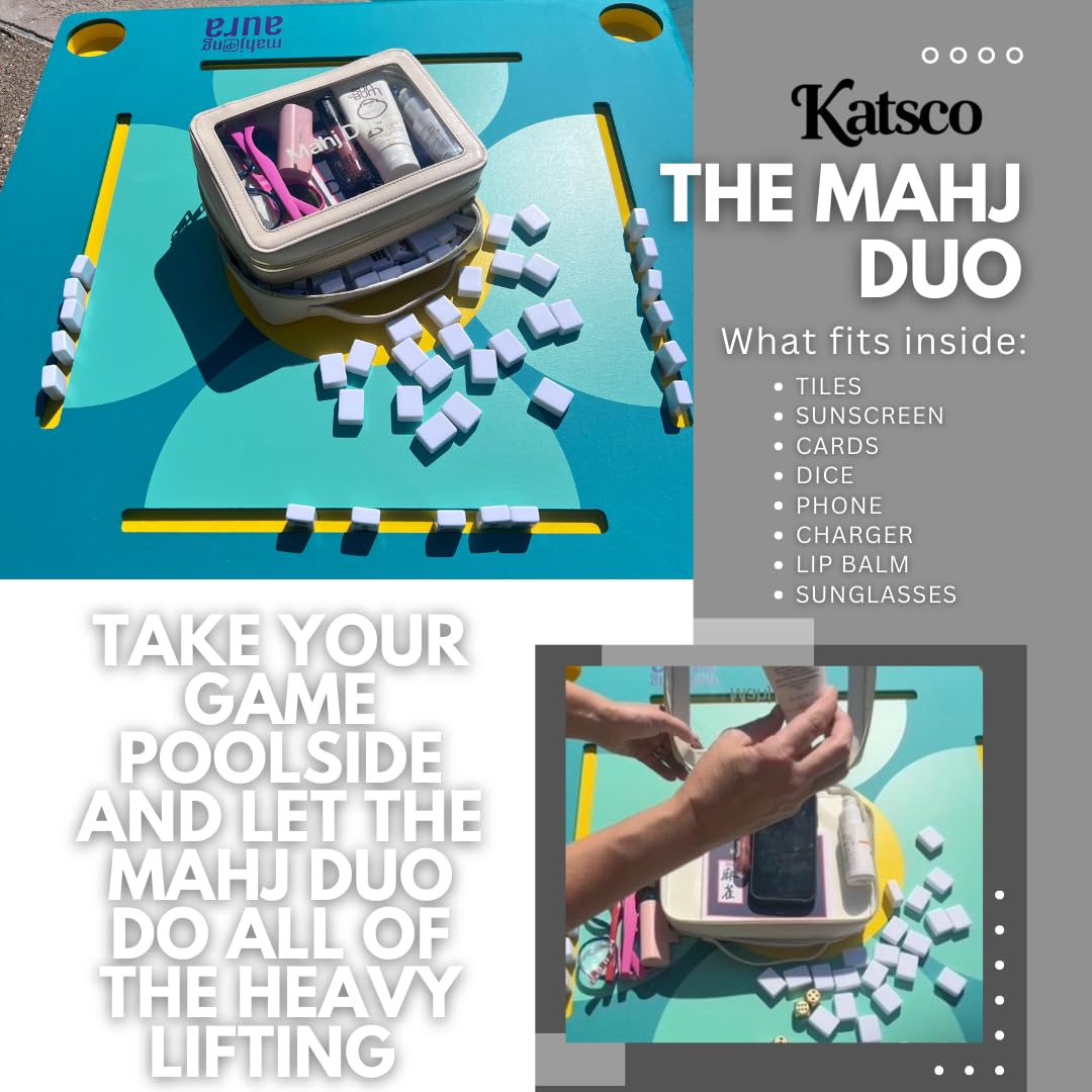 Katsco Mahj Duo Mahjong Tile & Accessory Organizer-American Mahjong Storage Bag for Tiles & Cards, Premium Mahjong Travel Case for Game Night, Mahjong