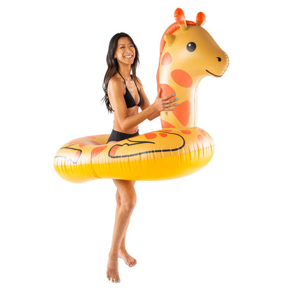 BigMouth Giant Animal Pool Float, Inflatable Floatie Tube, Blow Up Swim Ring, Outdoor Summer Pool Party Water Toy - Giraffe