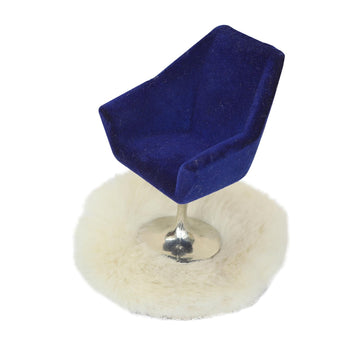 iLAND Dollhouse Furniture and Accessories Set, Miniature Swivel Chair & Carpet Modern for Dollhouse Livingroom (Dark Blue)