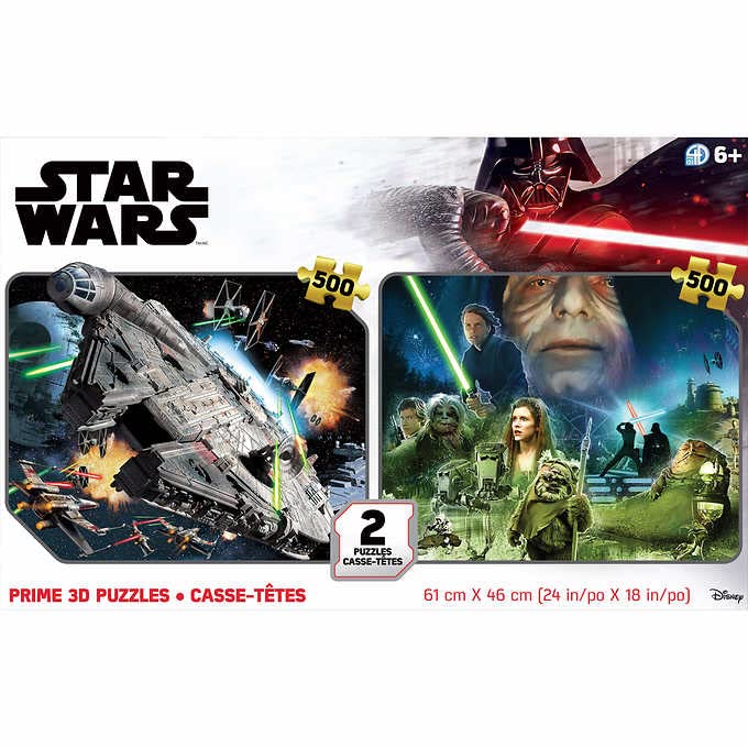 Star Wars Lenticular 3D Puzzles 500 Piece Puzzle for Kids Ages 3-10 3D Dual Pack Puzzles for Girls and Boys Great Gifts for Children