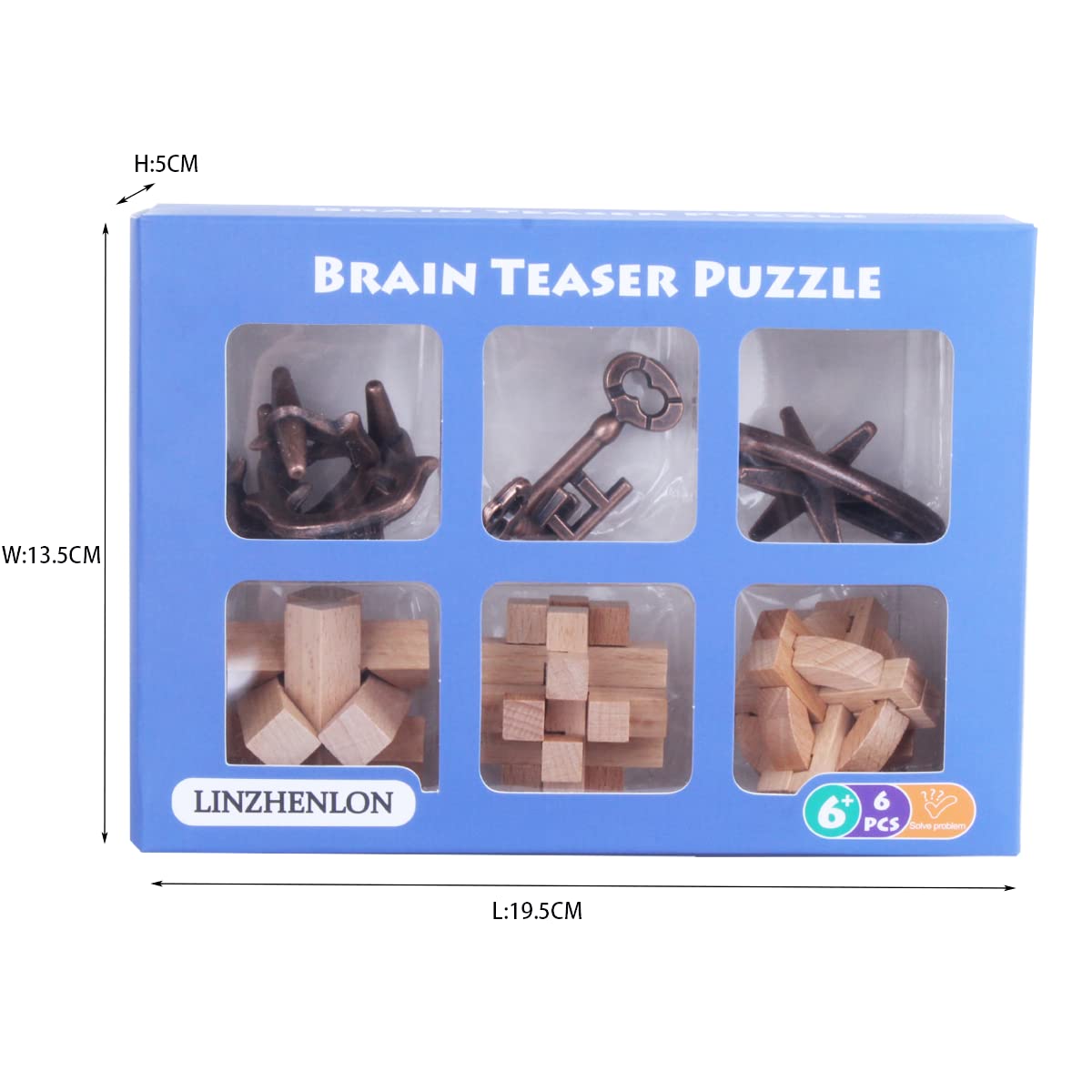 Brain Teaser Puzzle for Adults Puzzles Metal Hole Lock Adult Educational Toy Jigsaw IQ Puzzle?6 Pack? (Gold)