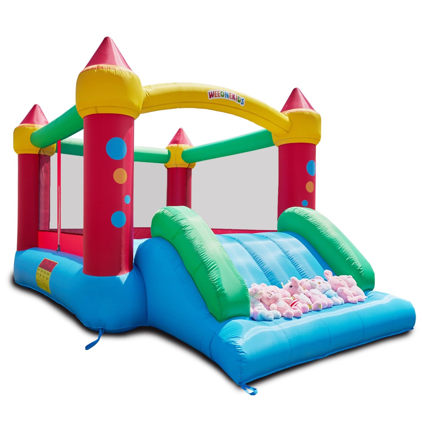 WeeOneKids Air Bounce House, Inflatable Bouncer with Air Blower and Slide, Jumping Family Backyard Bouncy Castle with Extra Thick Material (Red