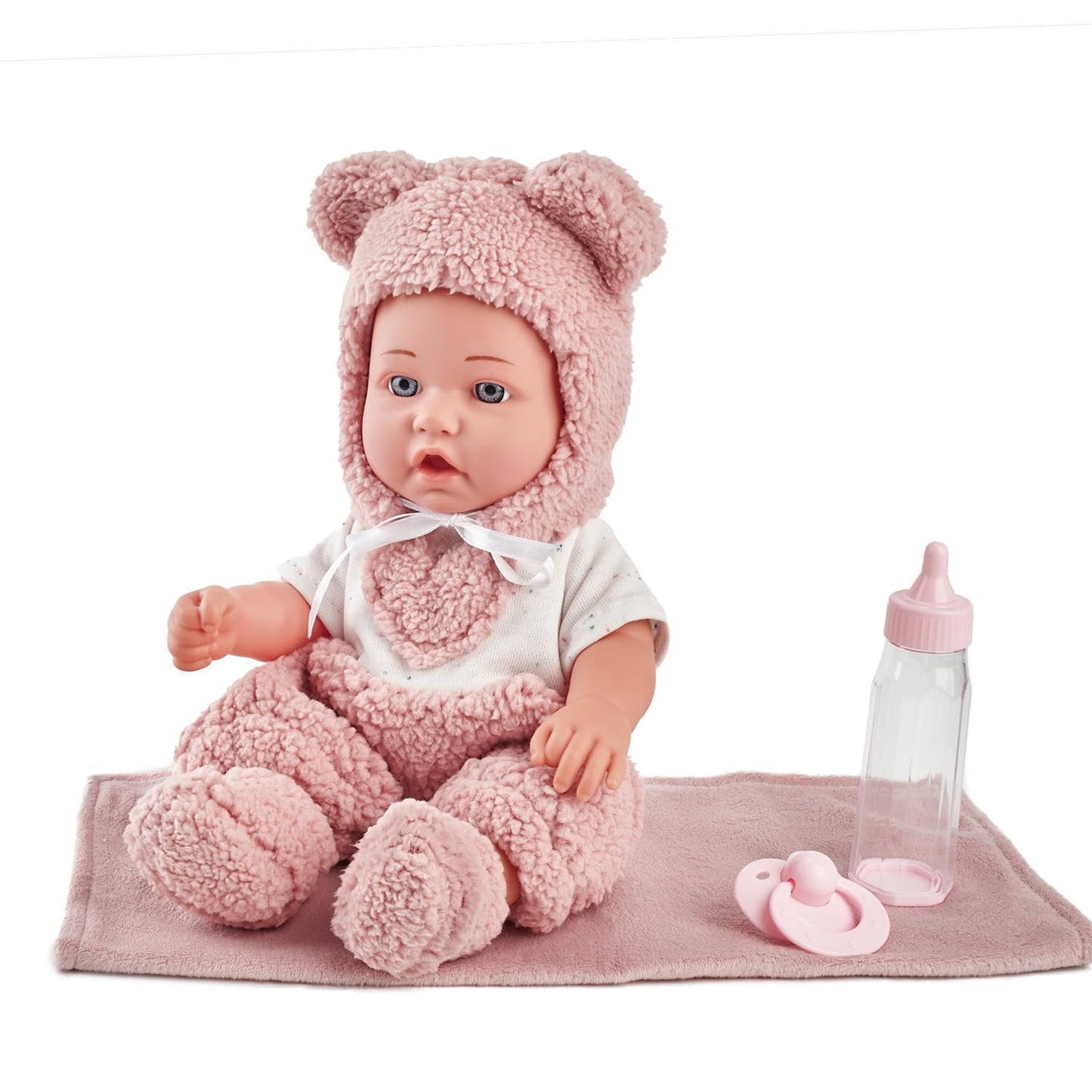eDollable 12 inch Baby Doll Playset with Accessories - Bottle, Clothes, Pacifier, Blanket, Educational Pretend-Play Toys for Toddlers, Gift for Girls