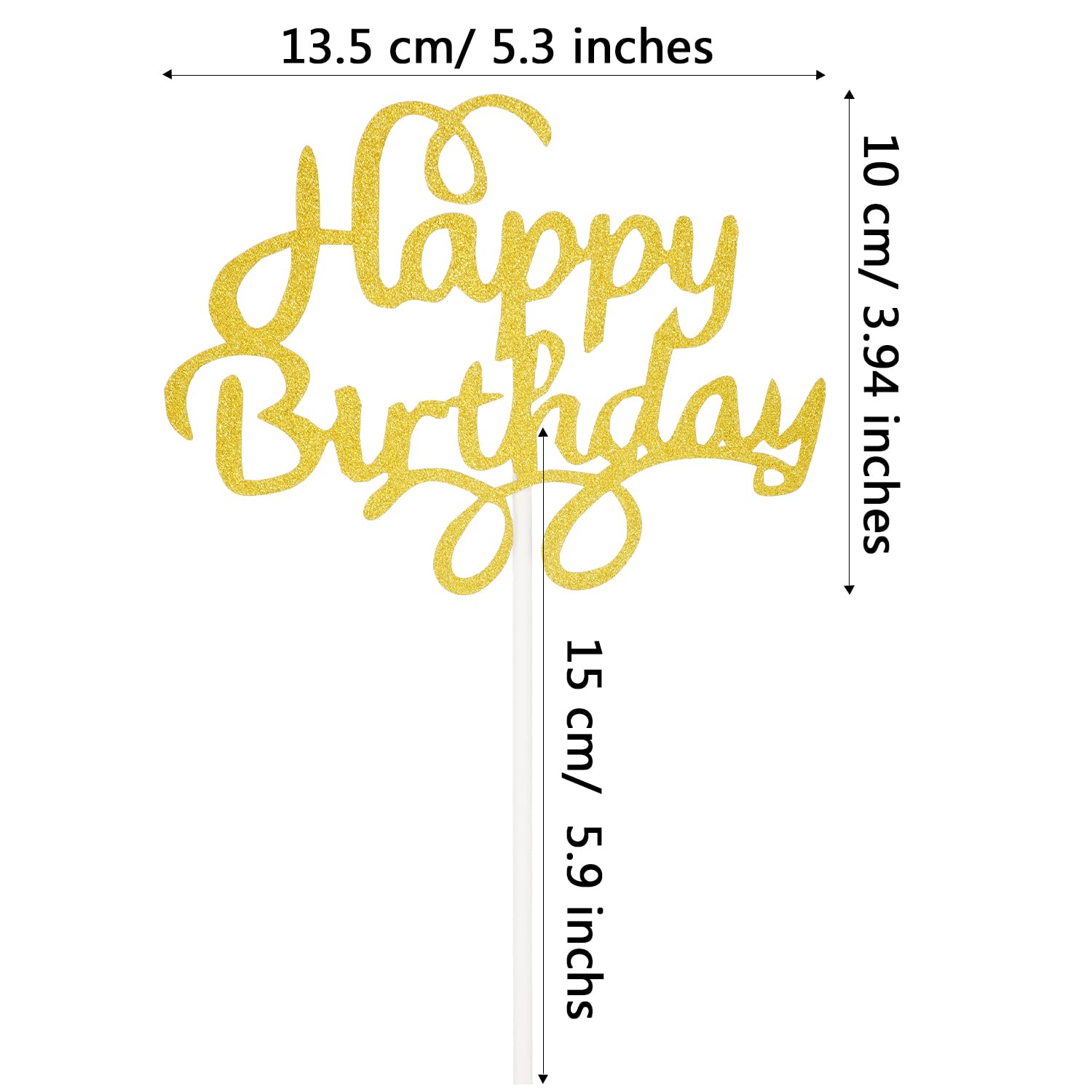 Boao 40 Pieces Happy Birthday Cake Toppers 5.3 x 3.94 in Glitter Birthday Cupcake Topper Cake Party Supplies Decorations, 8 Colors