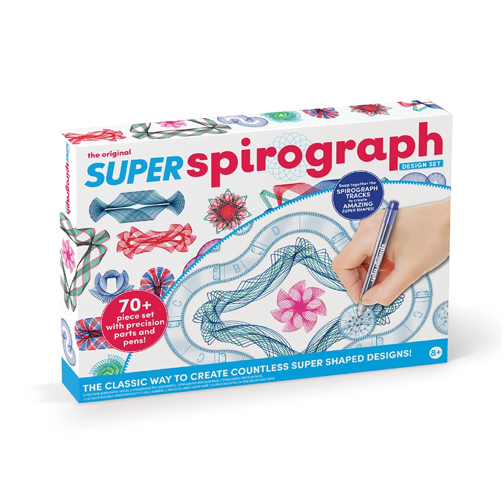 Spirograph Super Set -Arts and Crafts, Kids Toys, Art Supplies, Craft Supplies, Drawing Kit, Spiral Art, Classic Gear Design Kit, Case, Pens, Design