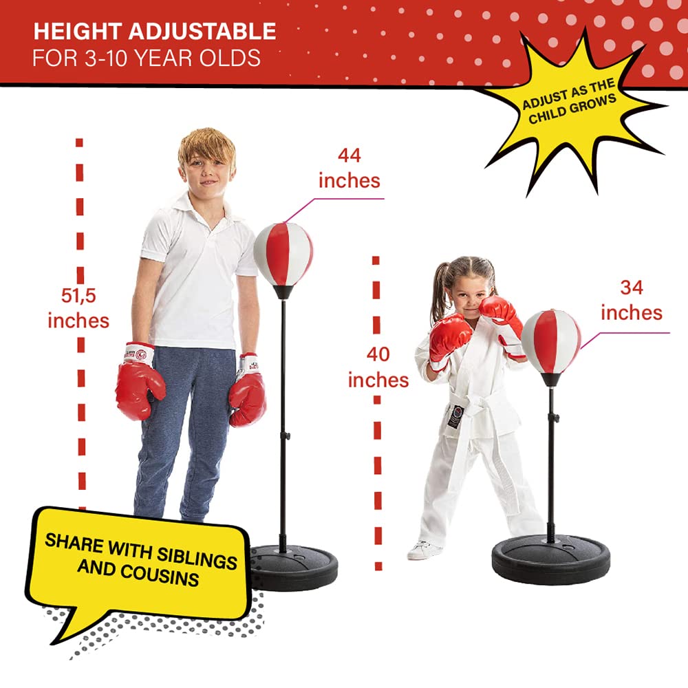 Whoobli Punching Bag for Kids and Toddler Incl Boxing Gloves| 3 4 5 6 7 8+ Years Old Adjustable Kids Boxing Bag with Stand| Sports Toy for Boys| Ideal