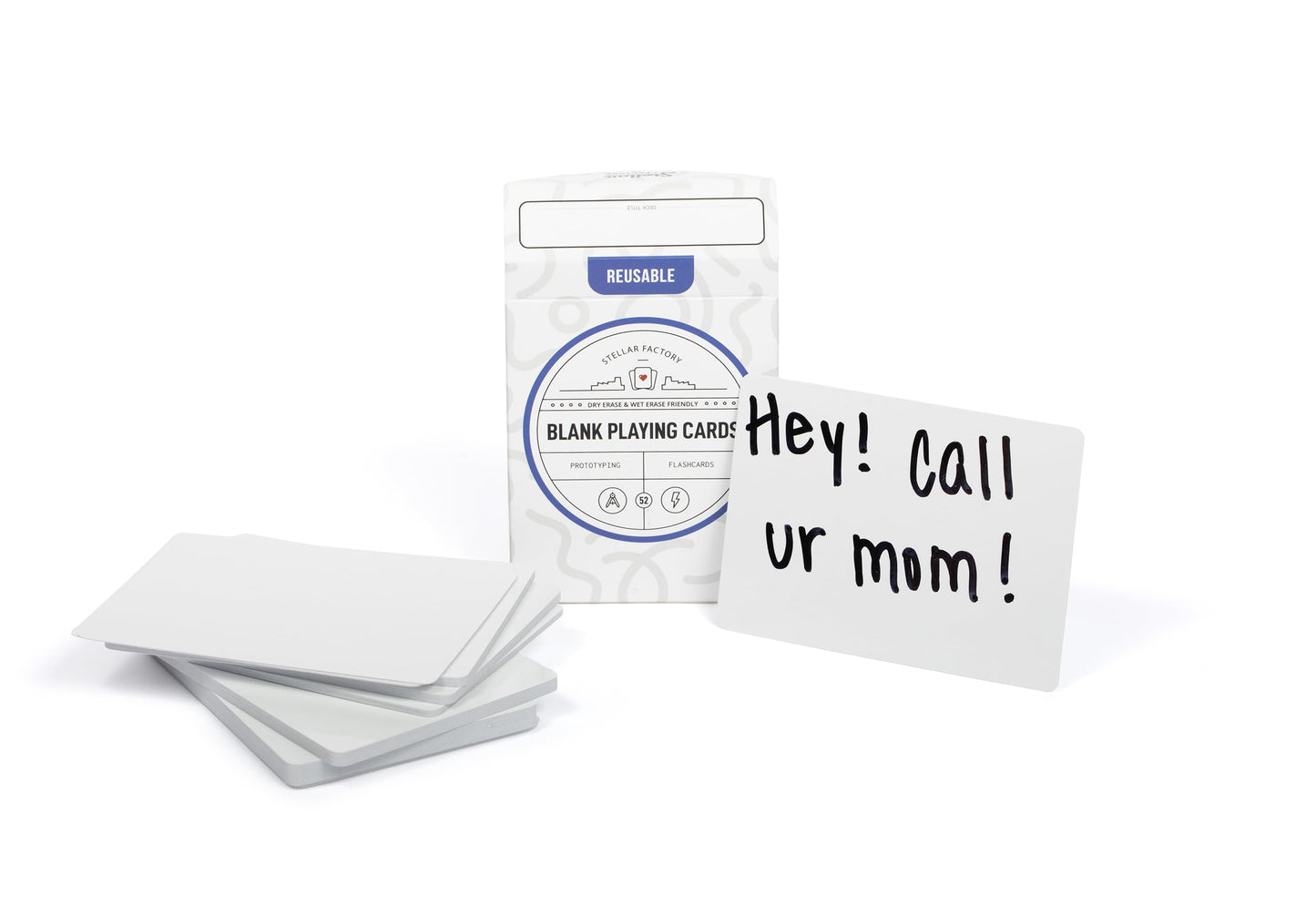 Stellar Factory Blank Playing Cards 52-Count | Dry Erase & Wet Erase | Reusable | Game Design, Prototyping, Flashcards | 2.5" x 3.5" Poker Size