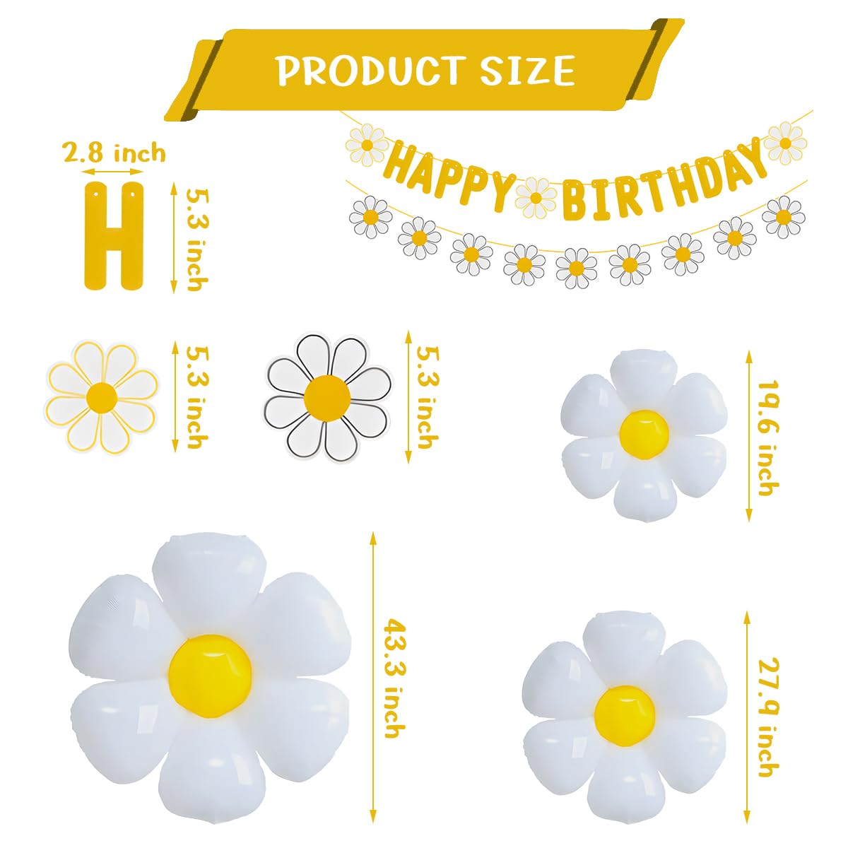 33pcs Daisy Birthday Banner Balloons Decoration,Daisy Flower Wedding Party Supplies