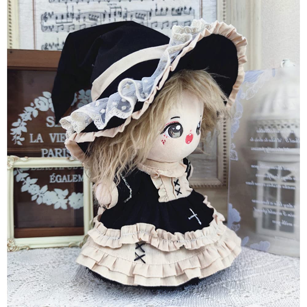 niannyyhouse 20cm Plushie Doll Little Witch Suit Hat Dress Petticoat 8in Kpop Stuffed Doll Clothing
