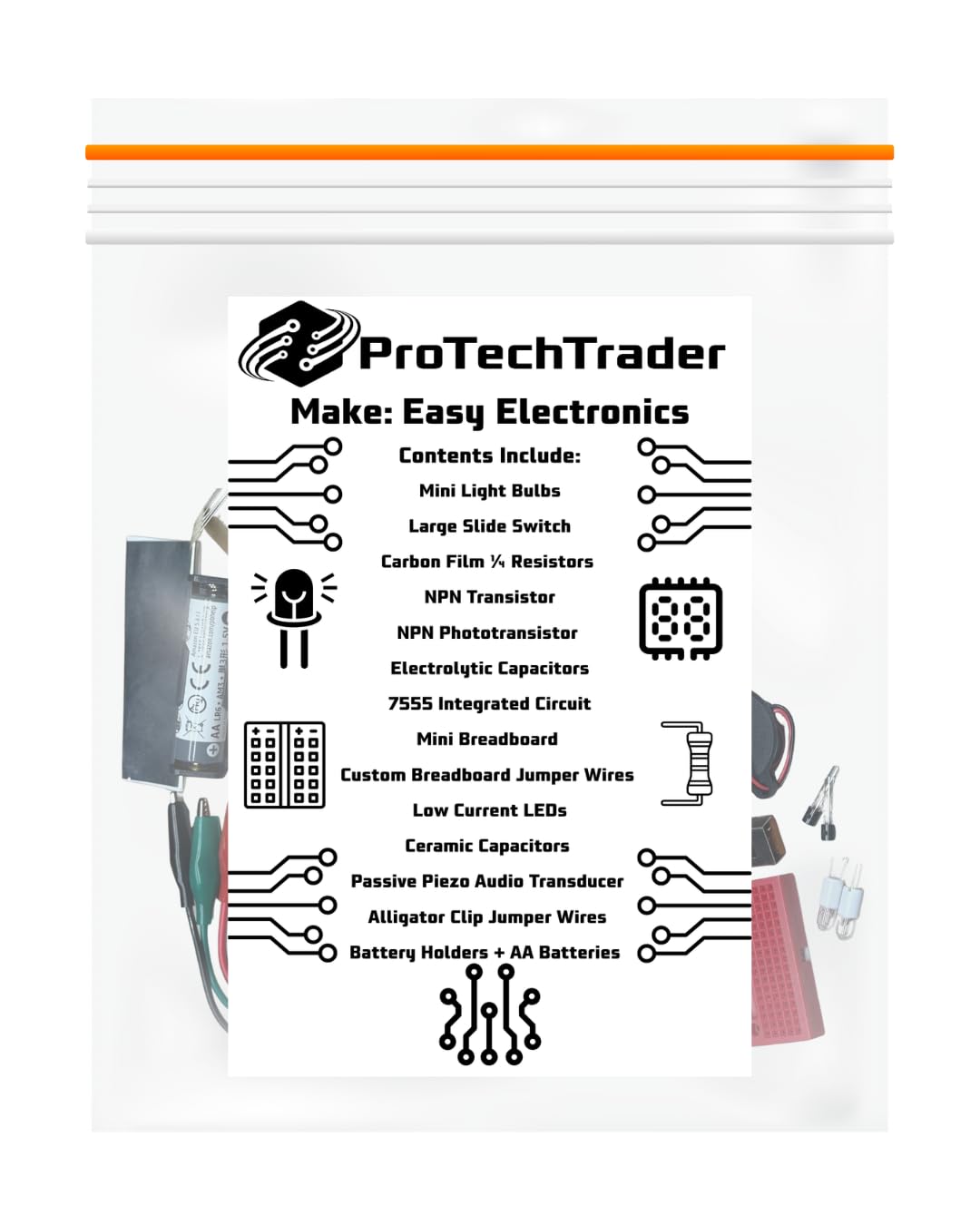 Make: Easy Electronics Kit Bundle - Includes Paperback Handbook by Charles Platt and Electronic Components Pack by ProTechTrader - STEM Educational