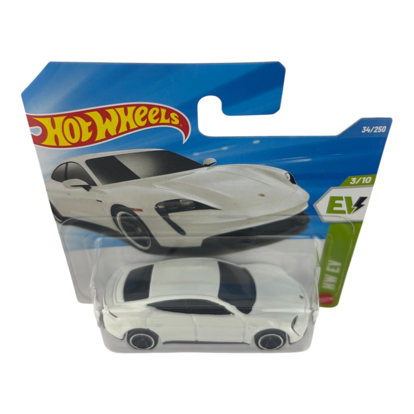Hot Wheels Porsche Taycan Turbo S [White] HW EV 3/10, 34/250, 1:64 Scale Diecast Toy Vehicle