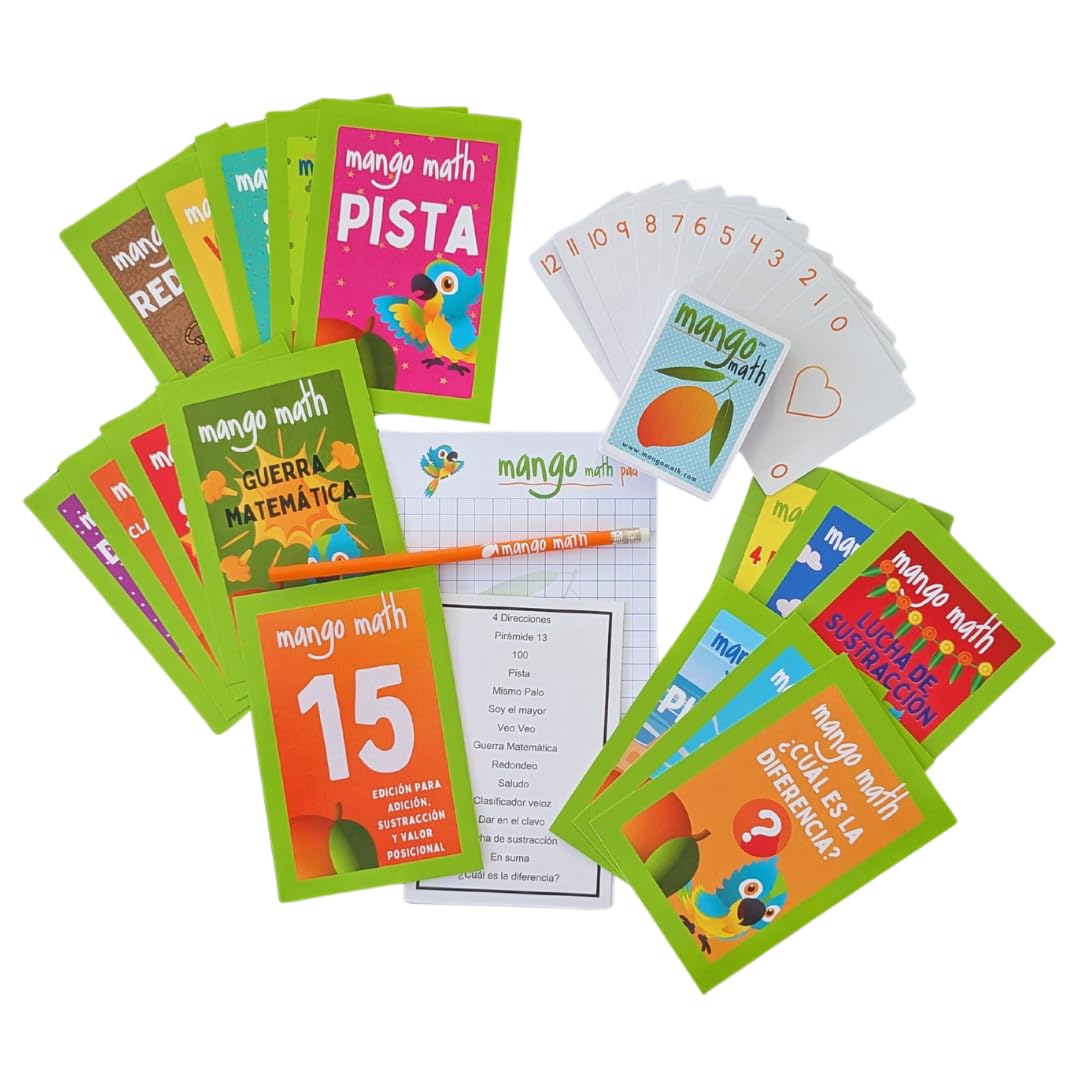 MANGO Math 15® - Math Flash Cards - Educational Math Games for Kids - Addition, Subtraction, Place Value Play & Learning Kit -2nd 3rd 4th Grades