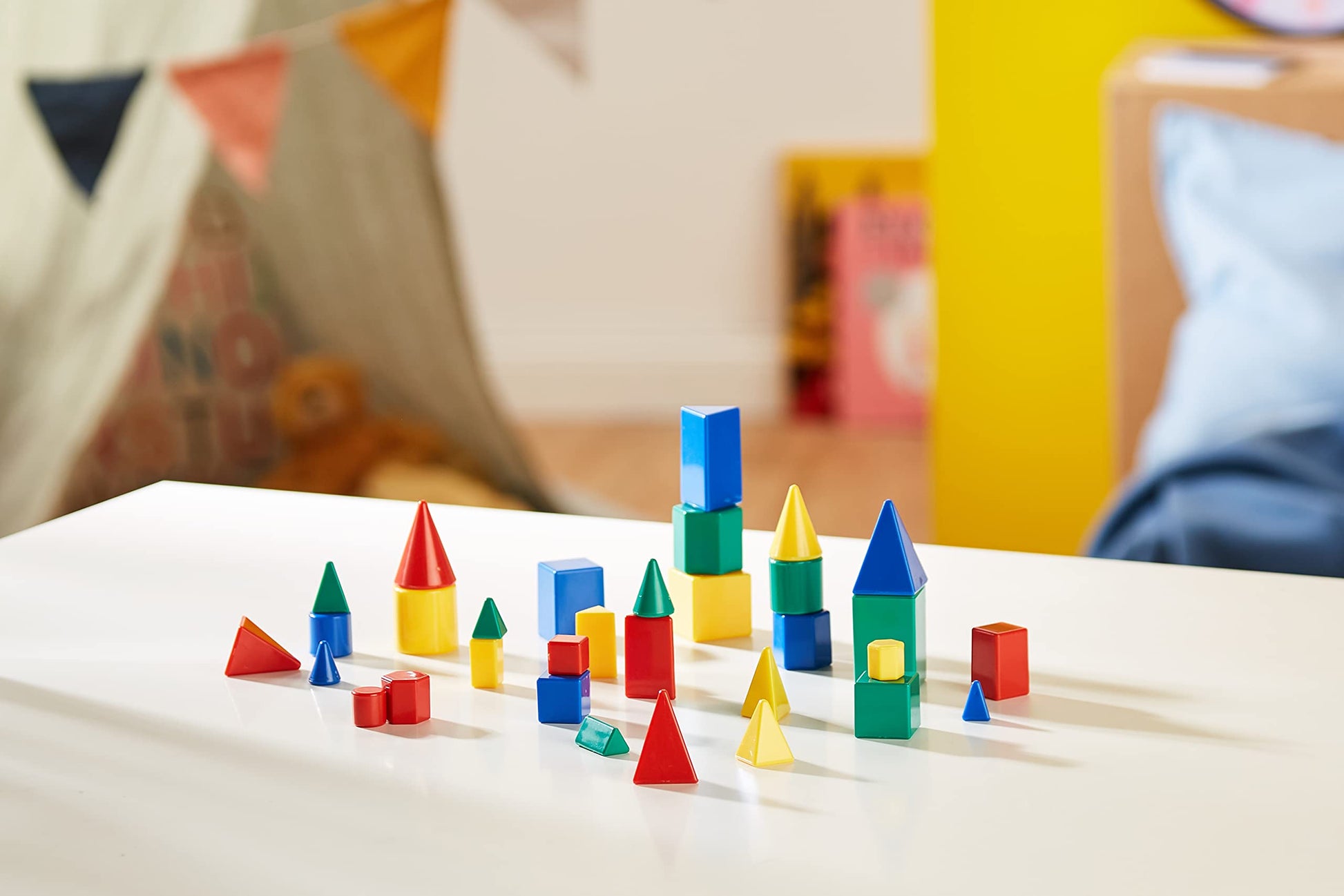 Learning Resources Mini GeoSolids - Geometry Shapes, Pattern Blocks, Homeschool, 3d School Figures for Teaching, Math Manipulatives Essentials