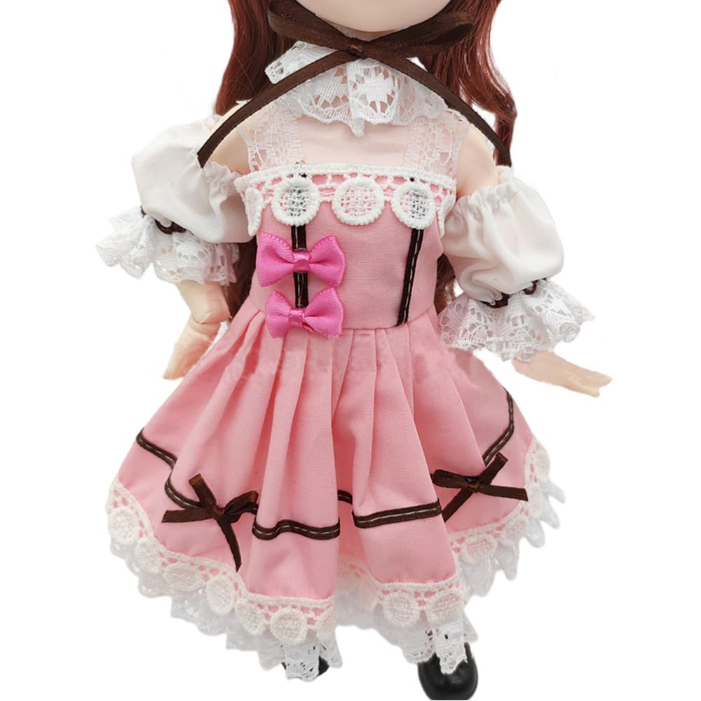 SingYang bjd Doll Dress, 12" Smart Doll cat Ear Accessories and Dress, 1/6 Ball Joint Doll Lolita Dress (Clothes only, Doll not Included)