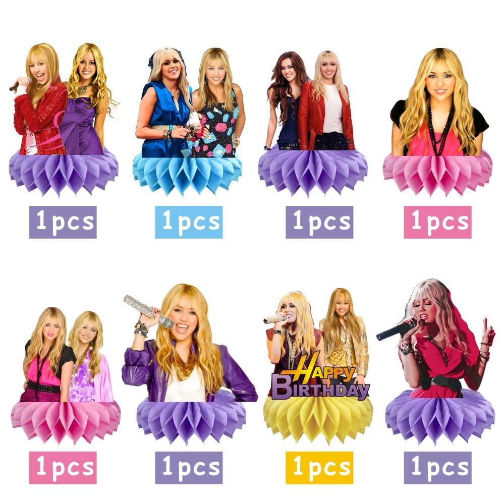 8Pcs Hannah Montana Table Centerpieces Birthday Party Supplies Double Side Table Decorations for Hannah Montana Themed Party Decorations