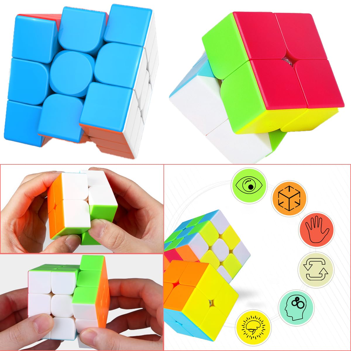 AHYUAN Speed Cube Set 2x2x2 Speed Cubes 3x3 Mgaic Cube Toy 3x3x3 Magic Cubes Puzzle Game Cube Puzzles 3x3 Puzzle Sensory Toys for Kids and Adults