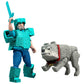 Mattel Minecraft 4-inch A Minecraft Movie Steve in Diamond Armor with Man's Best Wolf Dennis