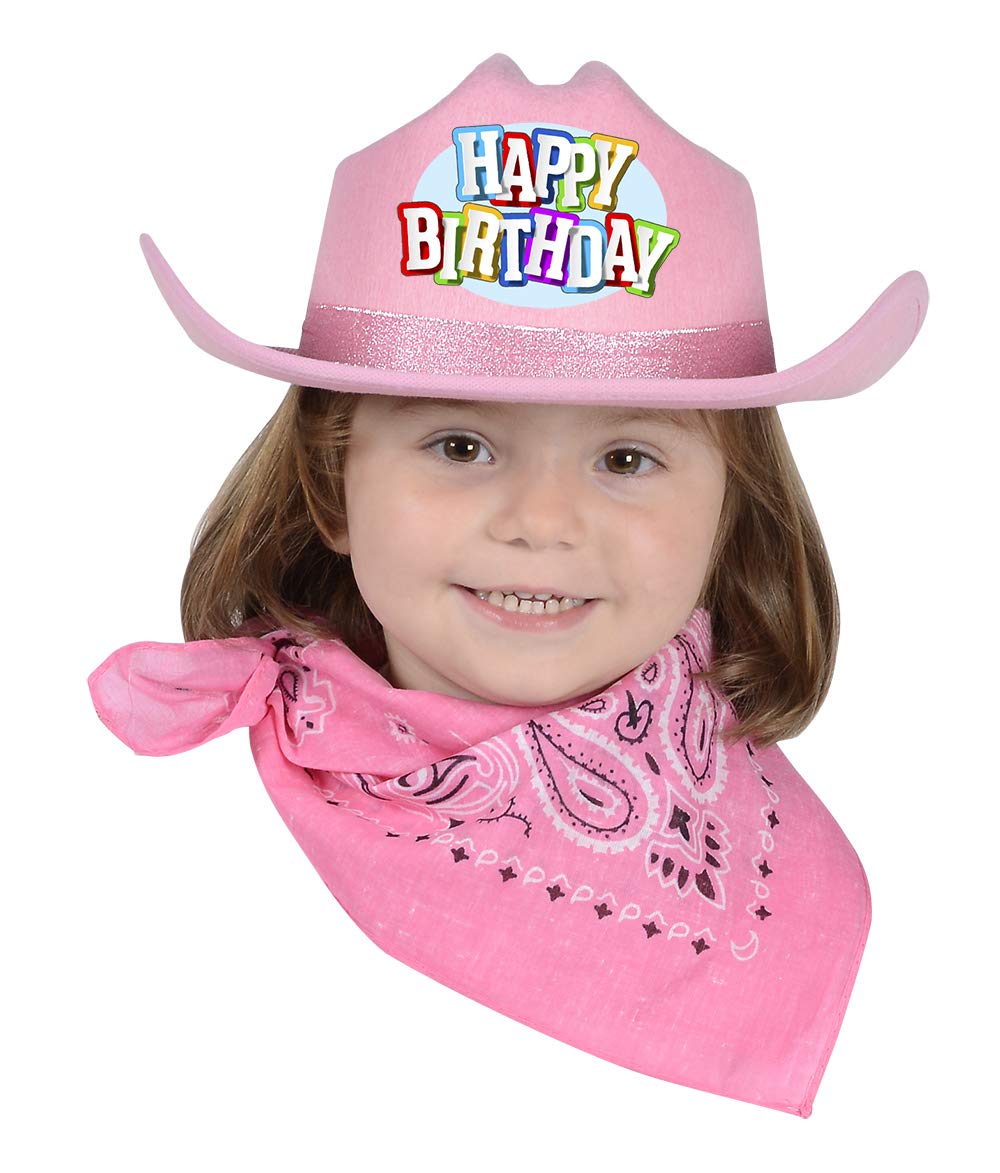 Aeromax Happy Birthday Cowgirl Hat Pink Sparkle & Bandanna, CBPS-HB-HAT