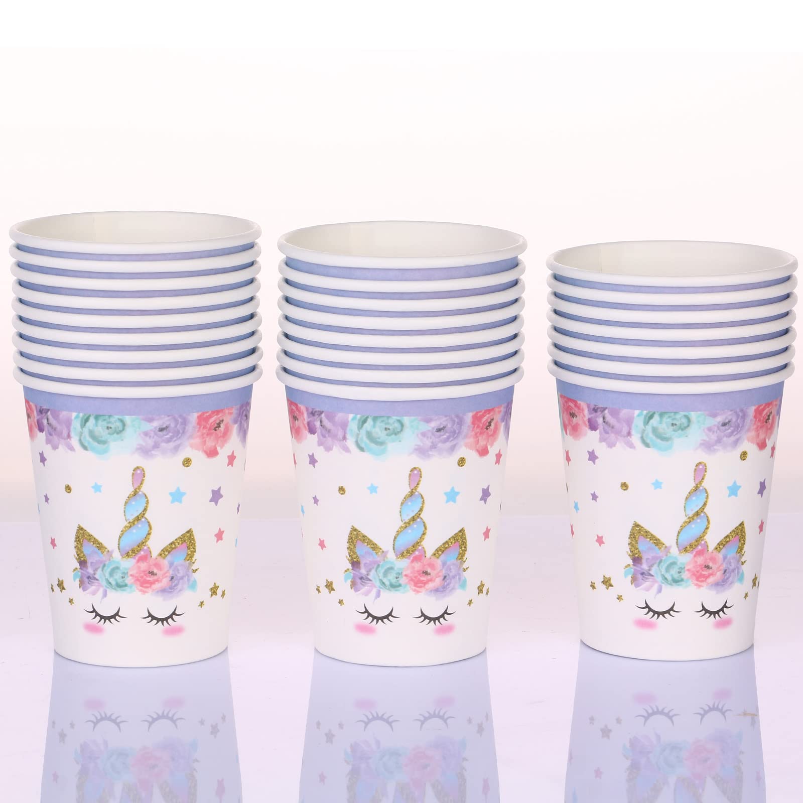 LIUGUSUN Unicorn Party Supplies Rainbow Unicorn Plates and Napkin Sets for Baby Shower First Girls Birthday Party Decorations Afternoon Tea Pool
