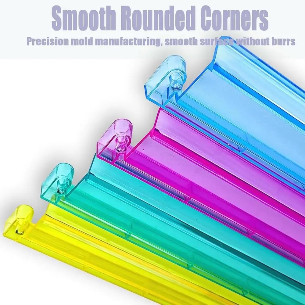 LinaLife 4Pcs Colorful Mahjong Rulers Mahjong Rack Set Multicolor Mahjong Rack Pushers Acrylic Tile Holders for American Mahjong, Game Nights, Clubs