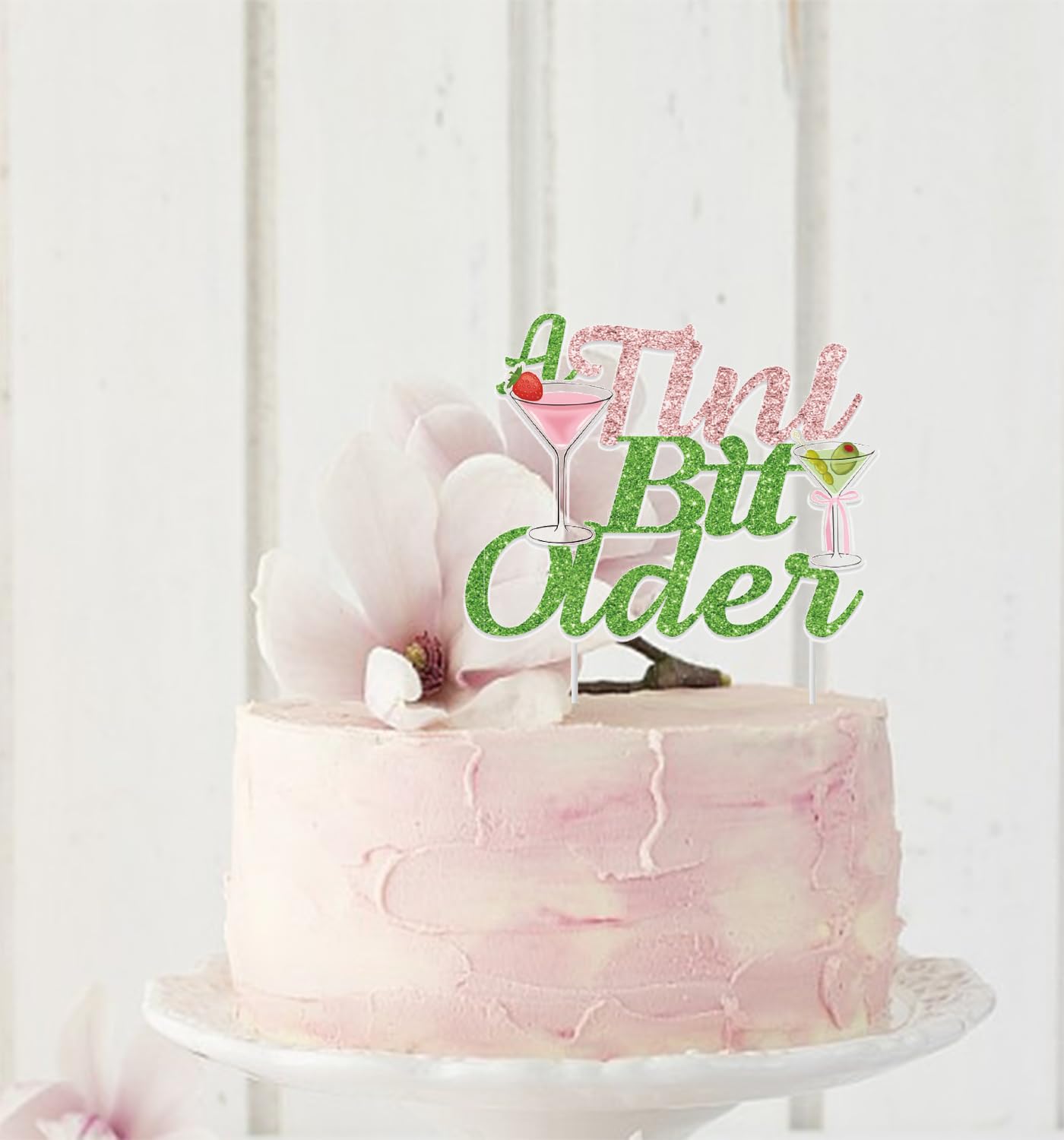 A Tini Bit Older Cake Topper, Girls Happy Birthday Party Cake Decoration Supplies for Martini Themed Party, Martini Bachelorette Party Tiny Bar Decor