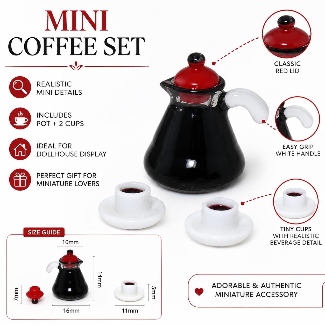 Miniature Coffee Pot Dollhouse Miniature, Creative Home Scene Model? Modern Cafe Dining Accessory 1:12?Doll Kitchen Christmas Party Decoration