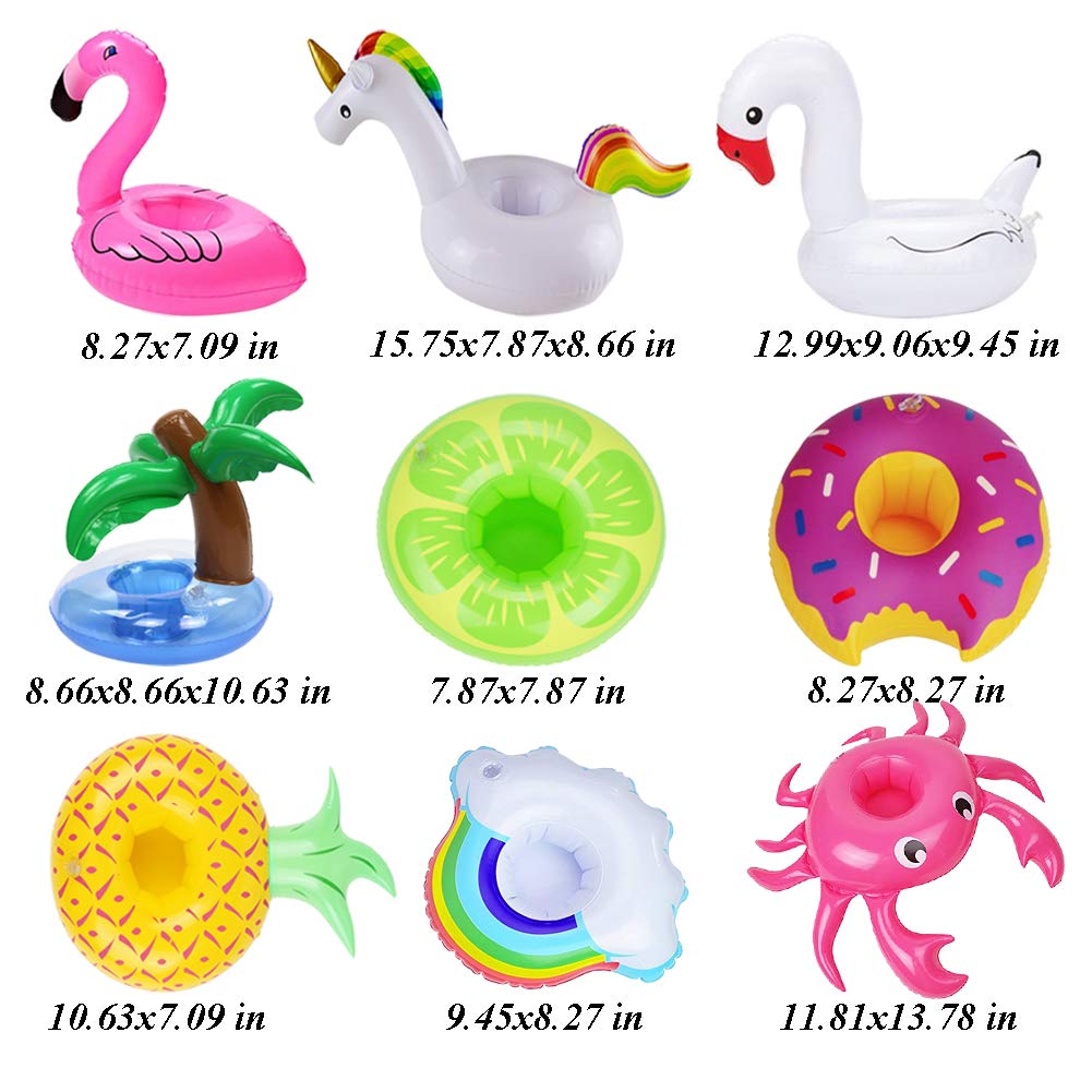 iShyan Inflatable Drink Holder, 15 Pack Drink Floats Inflatable Cup Holders Flamingo Coasters for Swimming Pool Party