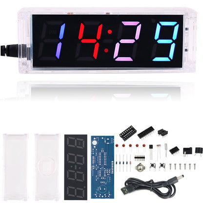 Yidab Soldering Practice Kit DIY RGB Digital Tube Adjustable Multifunctional Alarm Clock Electronics Projects Soldering Kit Welding Skills Learn