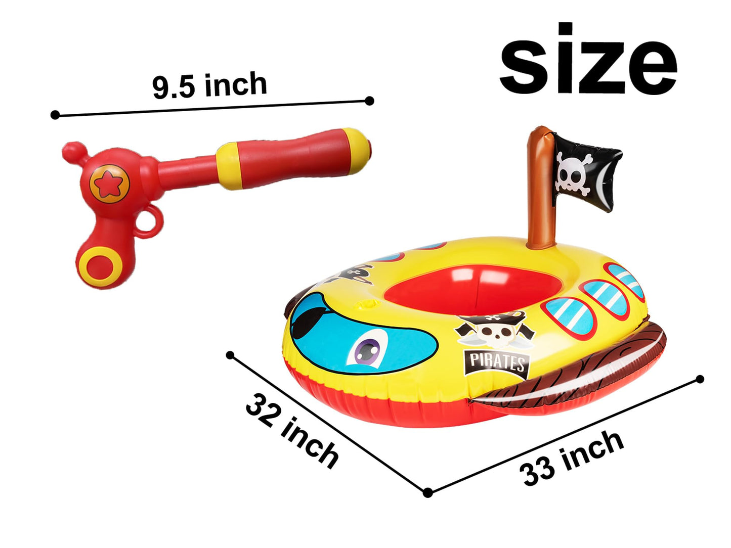 Pool Floats Kids with Water Gun, Pirate Ship Float for Toddler, Blow Up Swimming Pool Toys, Summer Fun Pool Inflatables Floaties for Boys Girls