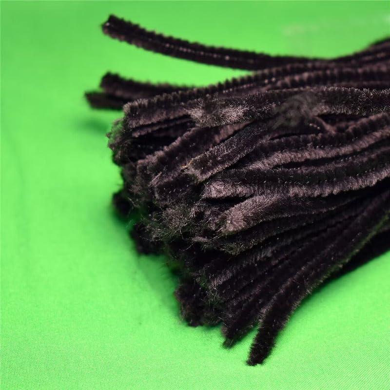 Black Pipe Cleaners Chenille Stems 100 Pieces for DIY Art Craft Decorations Creative (0.24 x 12 Inch)