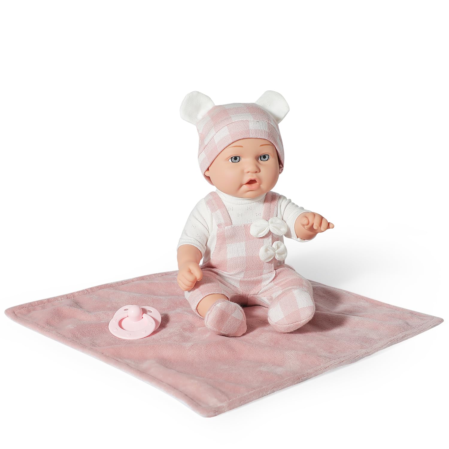eDollable 12 Inches Baby Doll Toys Set with Accessories, Includes Doll Carrier Bassinet Bed, Pacifier and Blanket, First Baby Doll for Toddler Girls