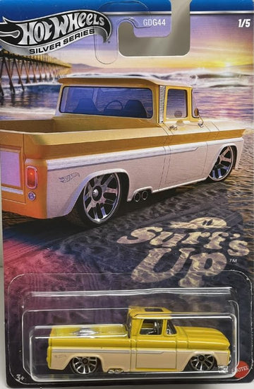 Hot Wheels Silver Series Surf's Up Custom '62 Chevy Pickup (Yellow Truck) 1/5, GDG44, 1:64 Scale Diecast Car