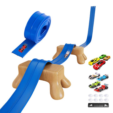 JCHENBH 15 Ft Flexible Race Car Track Compatible with Diecast 1/64th Cars,with 8 Small Racecars and 8 Suction Cups?The Construction of This Classic
