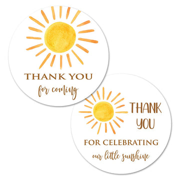 2" Round Sun Thank You Favor Sticker - Set of 40