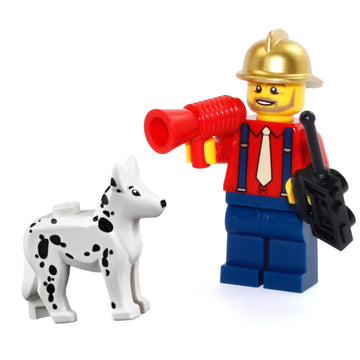 LEGO City - Fire Chief Minifigure (with Gold Fire Helmet) Accessories and Dalmatian Dog