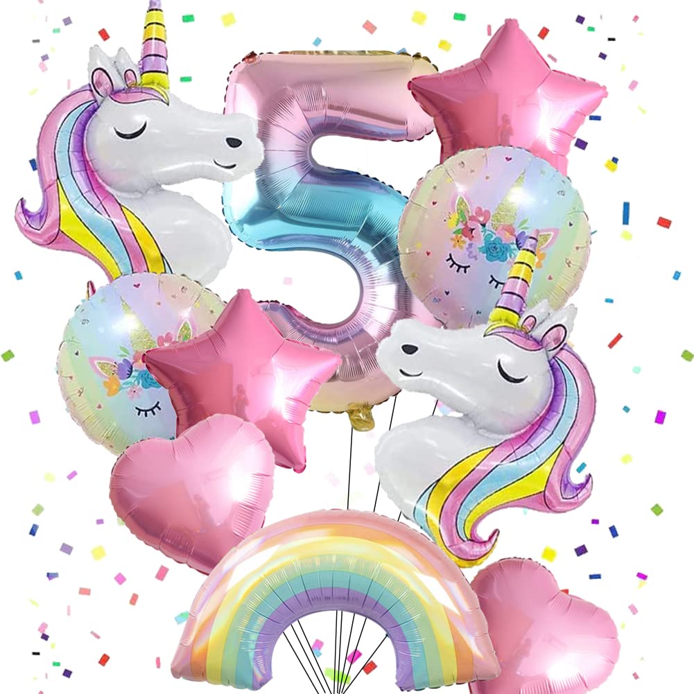 Unicorn Balloons Unicorn Birthday Party Decorations for Girls Foil Balloons Set Macaron and Rainbow Balloon Wedding Baby Shower Party Supplie (number