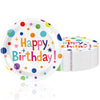 VVBray 20Pcs Happy Birthday Plates 9 Inch Large Paper Plates Multicolor Polka Dots Happy Bday Party Tableware Colorful Dinner Paperplates for Kids