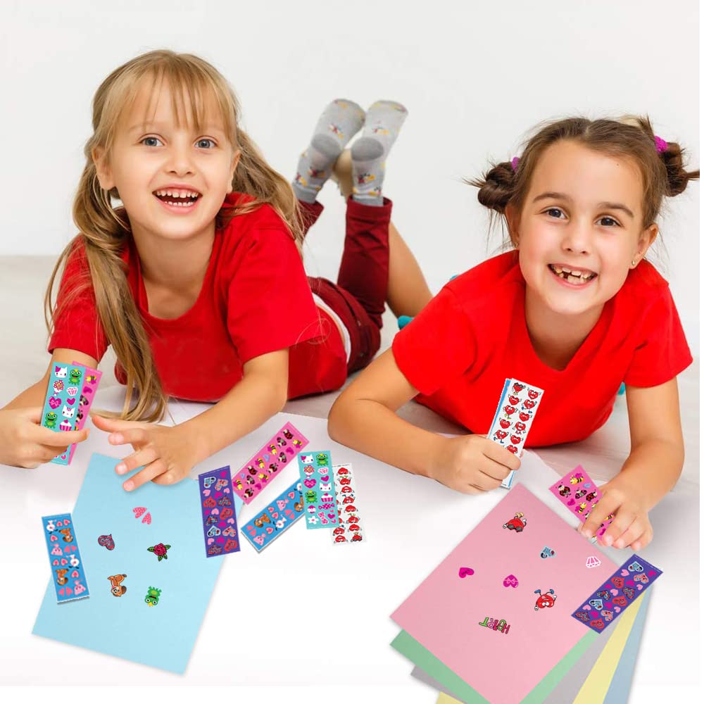 ArtCreativity 1600 Valentines Stickers for Kids, with 100 Sticker Sheets, Holiday Stickers and Treats Assortment, Valentines Party Favors for Boys