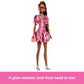 Barbie Deluxe Style Doll #6 in Metallic Coral Pink Dress with Bubble Hem, Black Hair in Ponytail, Accessories Like Sunglasses, Jewelry and Handbag
