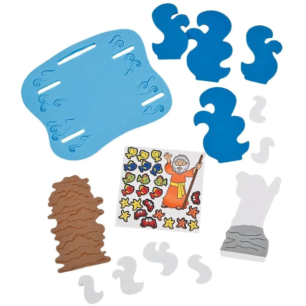 Fun Express 3D Floating Parting of the Red Sea Craft Kit - 6 3/4' x 3 3/4' | Foam - Multicolor | Pack of 12