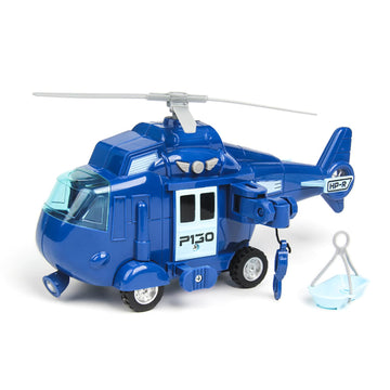 OMGTOY Military Helicopter, Airforce Airplane Toy with Hanging Basket Lights and Sounds for Kids(Blue)