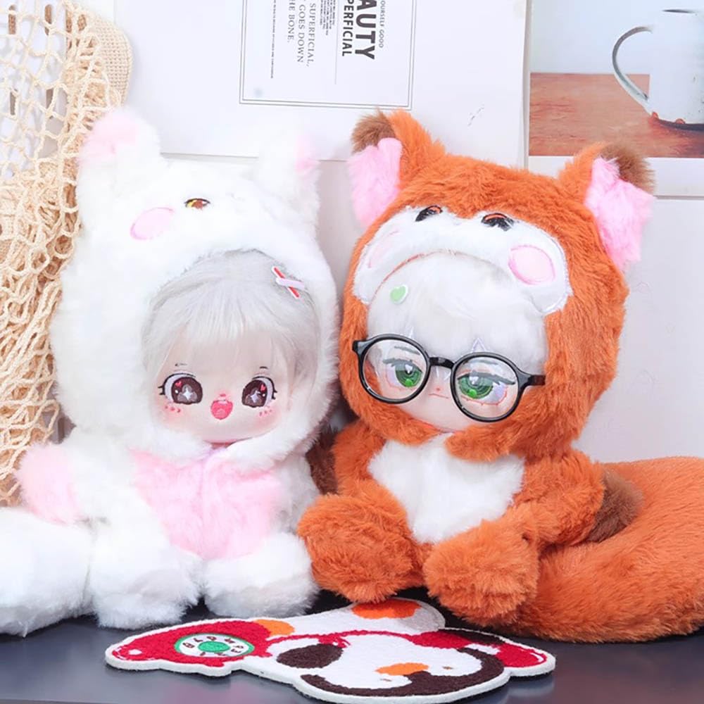 niannyyhouse 20cm Plush Doll Clothes Rabbit Fox White Bear Gray Wolf Onesie Glasses 8in Stuffed Doll Accessories Dress Up (Brown)