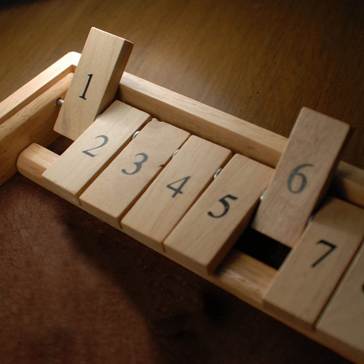 Classic Dice Board Game - 9 Number Flip Tiles with Natural Wooden Box - 11 inches