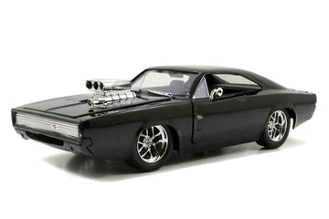 Jada Toys Furious 7 1970 Dodge Charger - 1:24 Scale Die-cast Vehicle - Opening Doors, Hood, Trunk - Rubber Tires - Ages 8+ - Glossy Black