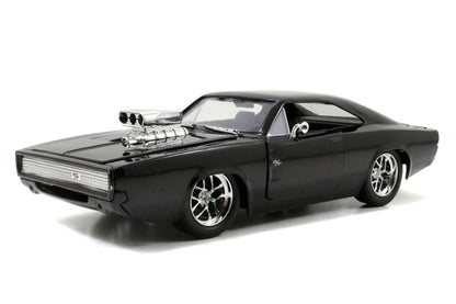 Jada Toys Furious 7 1970 Dodge Charger - 1:24 Scale Die-cast Vehicle - Opening Doors, Hood, Trunk - Rubber Tires - Ages 8+ - Glossy Black